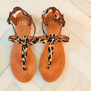 Frye “Rachel T” Flat Leopard Sandal 11 LIKE NEW